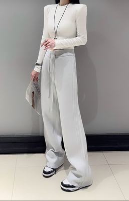 2025新款羊绒羊毛高腰显瘦宽松垂感直筒1418休闲卫裤