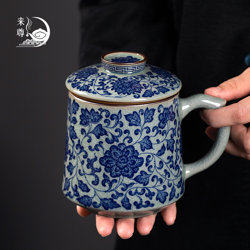 景德镇茶杯茶水分离水杯男士泡茶杯子陶瓷女士个人专用办公室茶具