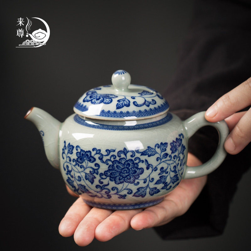 柴窑功夫茶具茶壶套组景德镇青花泡茶器单个陶瓷家用喝茶单壶冲茶