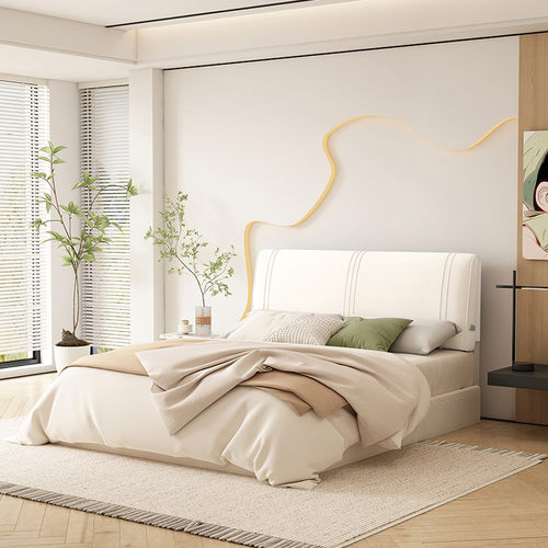 奶油风床头靠垫现代简约床头软包靠背卧室床头软包套罩定制可拆洗