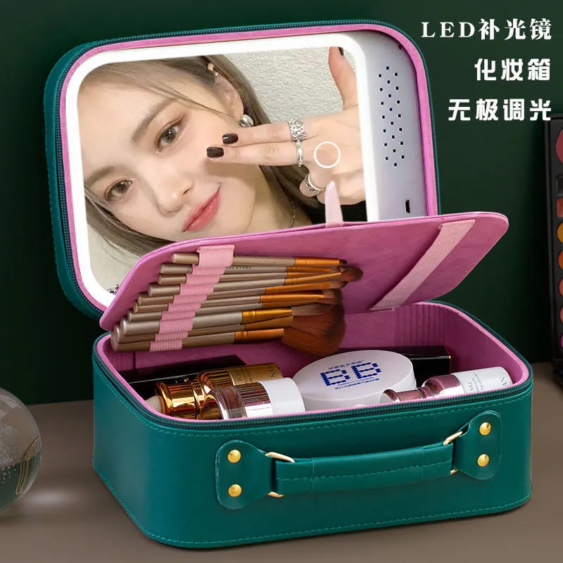 化妆箱带灯可爱大镜子硬款不变形