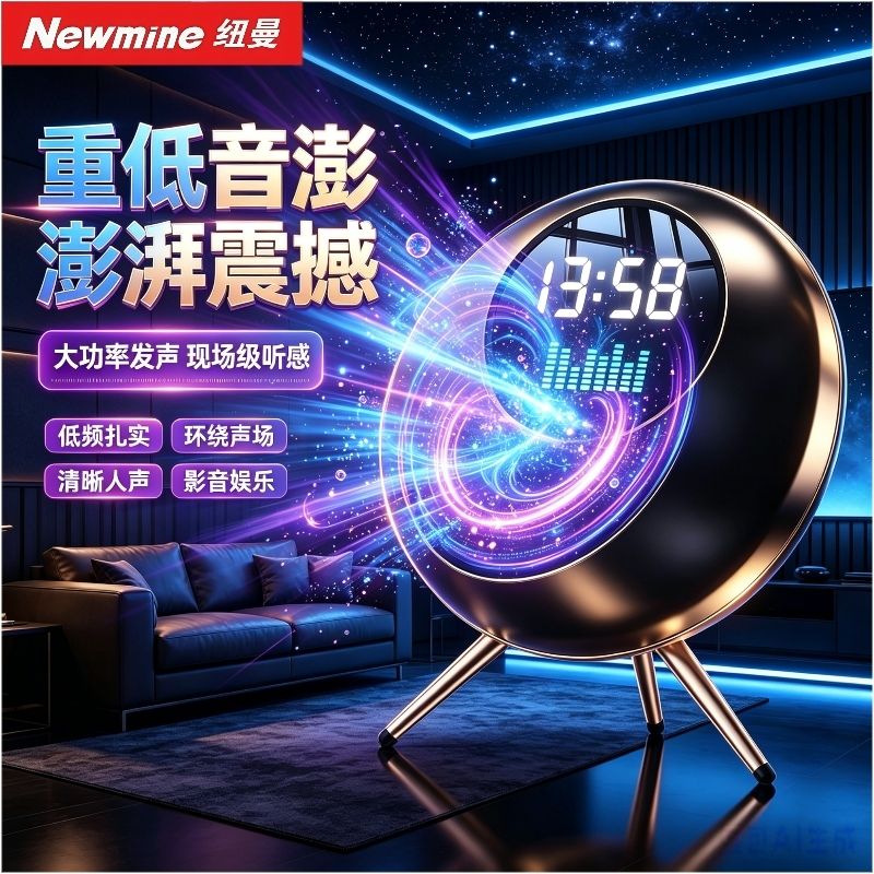 纽曼s18-1黑胶唱片歌词音响HIFI音质客厅蓝牙圆形音箱节日礼物