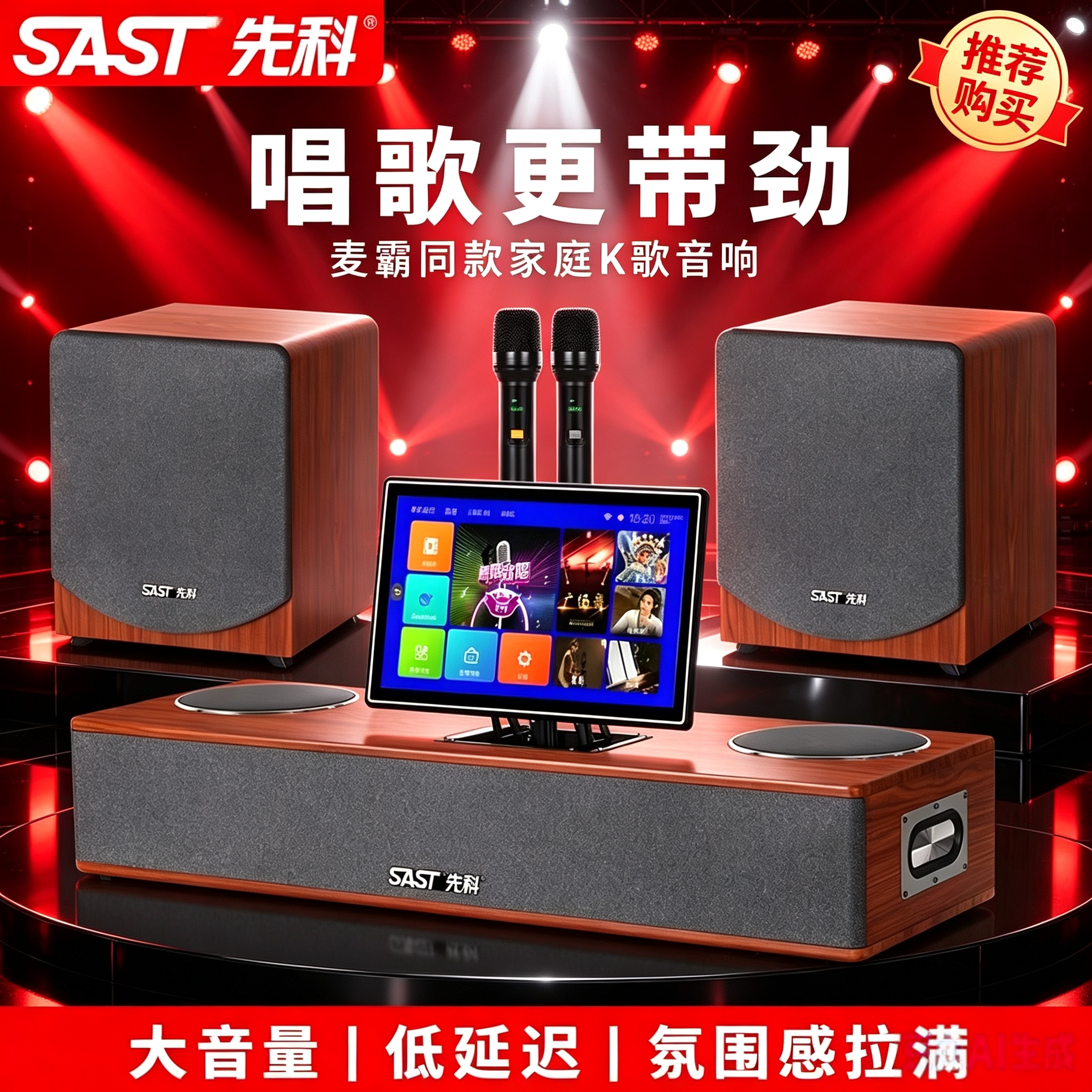 到手价1880元】先科家庭影院KTV点歌音响全套14寸触控一体机音箱