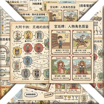 30分钟通关塔罗贴纸塔罗结构四大元素含义数字牌万能公式学习贴画