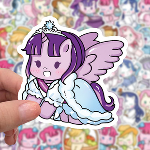 206张可爱小马贴纸装 饰手账素材行李箱手机儿童标签小图案diy贴画