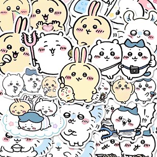 100张爆款卡通吉伊卡哇chiikawa贴纸呆萌小八周边diy手账桌面贴纸