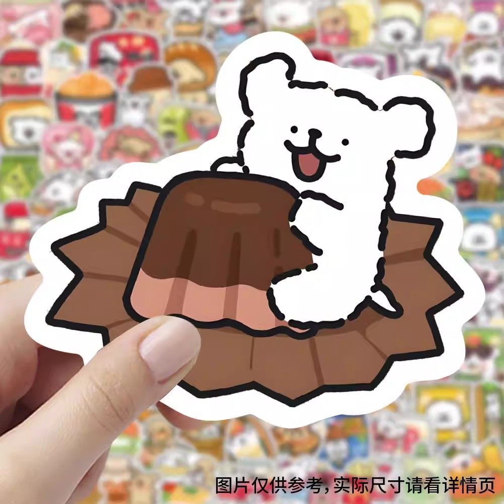 103张美食小狗贴纸线条小狗卡通可爱女孩儿童装饰行李箱防水贴画