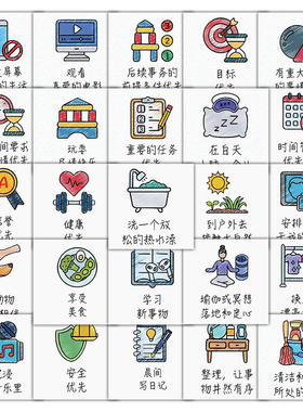 192张日常生活作息贴纸每日打卡待办任务日程图标卡通装饰diy贴画