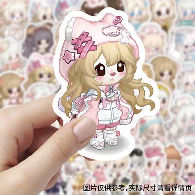 奥比岛穿搭可爱女孩彩绘贴纸ins卡通手机装饰桌面涂鸦手账diy贴画