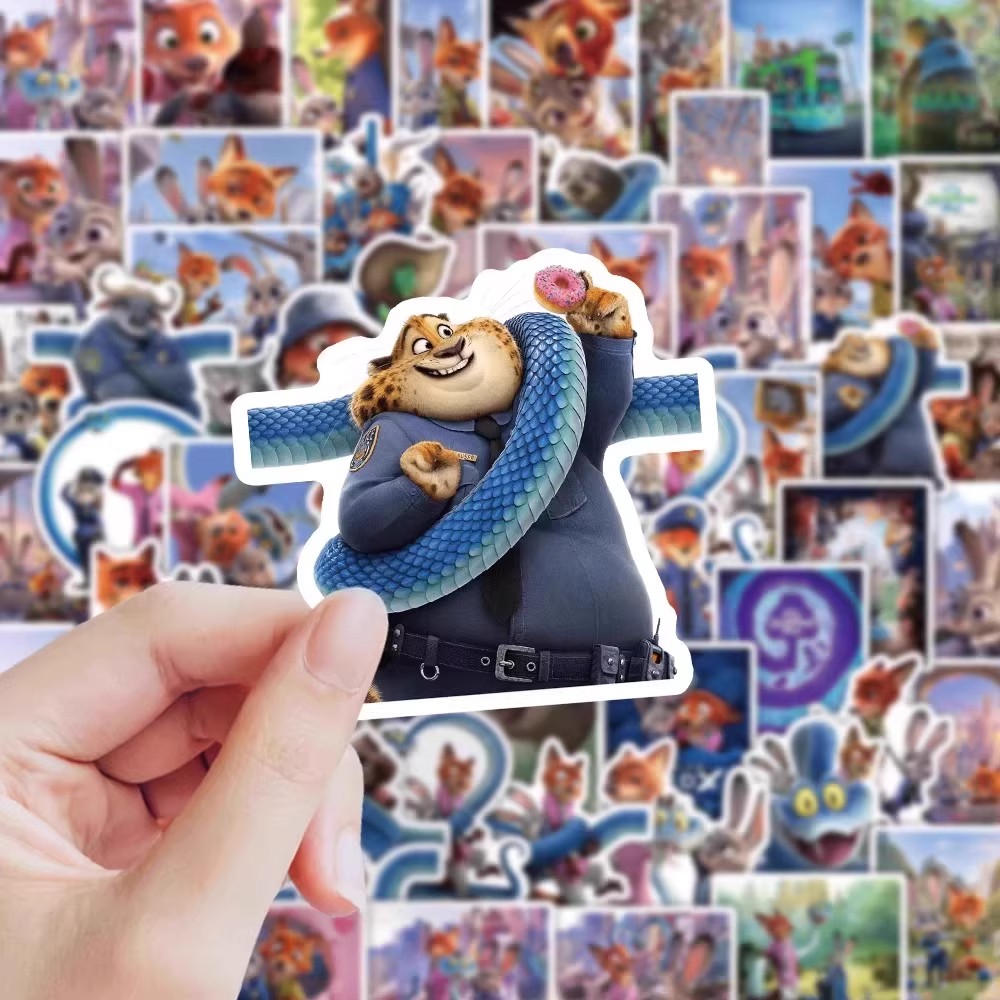 130张疯狂动物城2贴纸动漫卡通可爱朱迪尼克先生兔子警官标签贴画