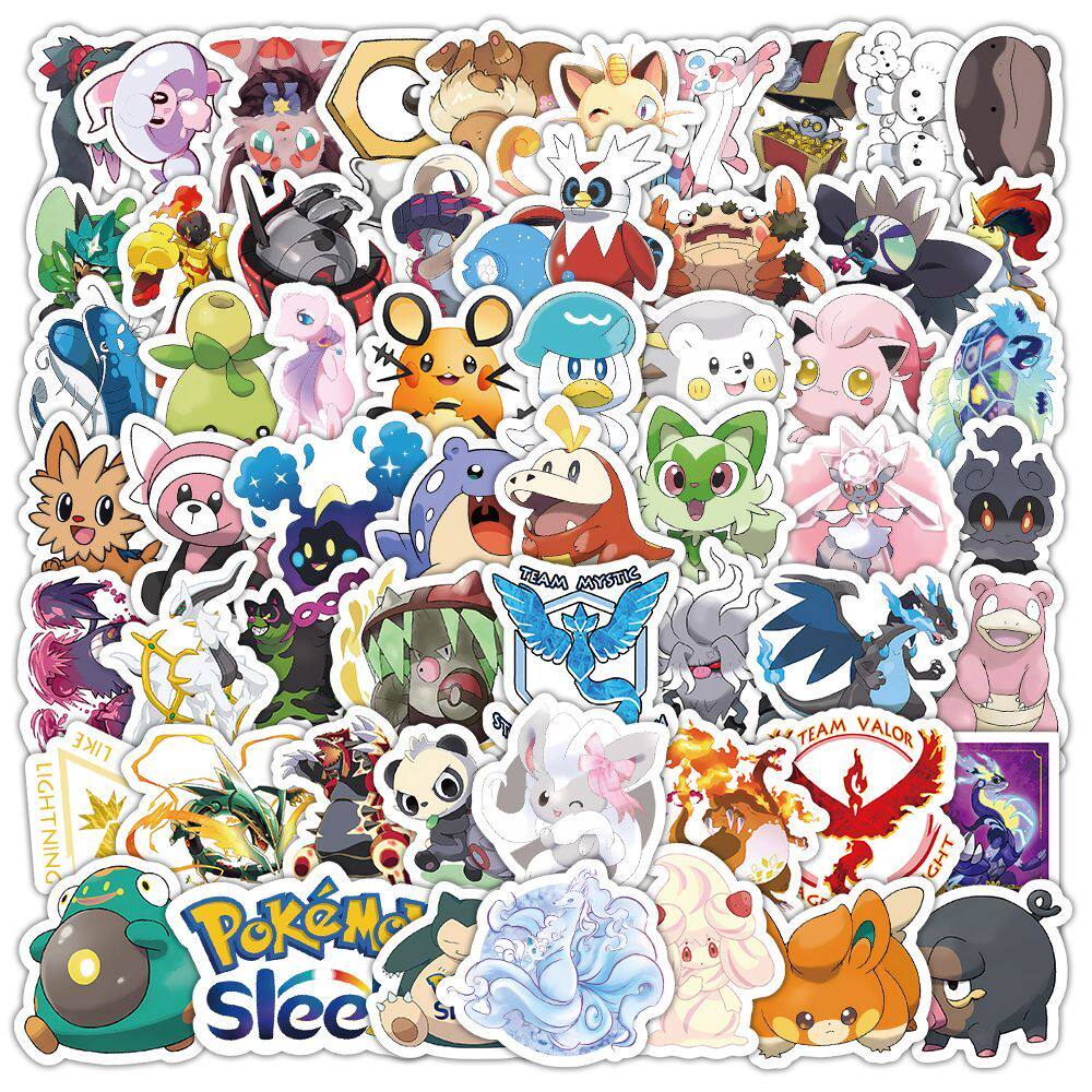 100张可爱卡通贴纸涂鸦笔记本神奇宝贝DIY手账装饰行李箱防水贴画