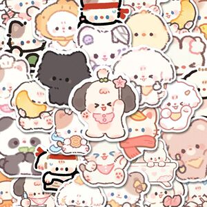 103张q版小动物可爱超萌卡通简约手机壳笔记本行李箱防水贴纸贴画