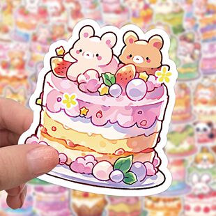 122张可爱卡通蛋糕贴纸装 饰手机行李箱高颜值ins手账贴画防水