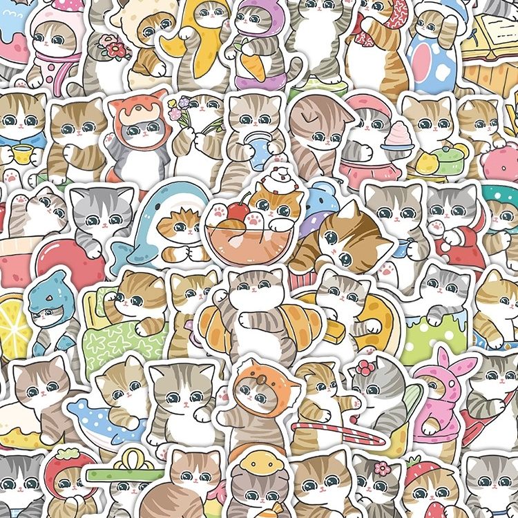 猫福珊迪贴纸日本插画自愈系卡通