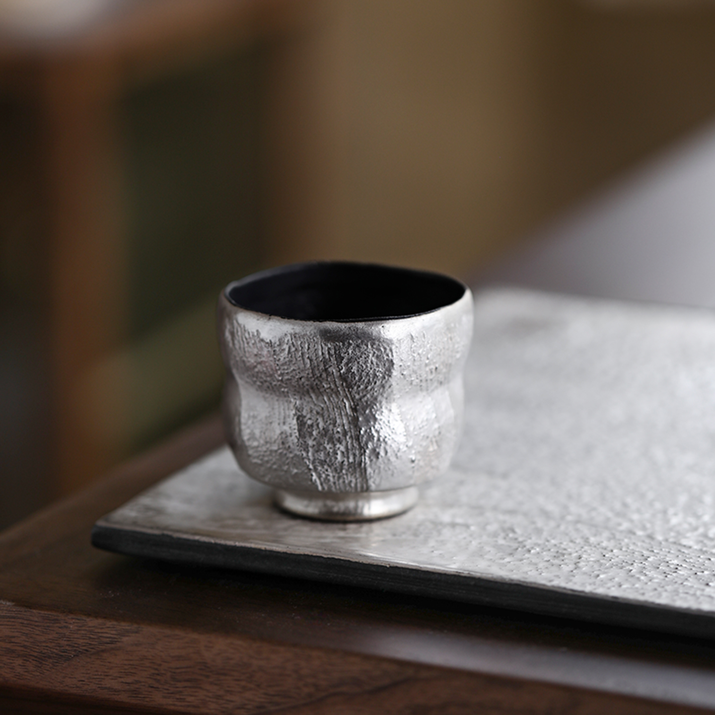 鎏银小福禄茶杯复古紫泥主人杯