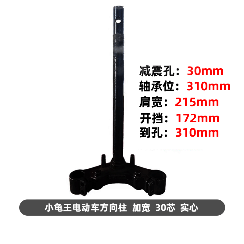 适用小龟王电动摩托车30芯实心方向柱战速小龟巧格鬼火三叉前叉