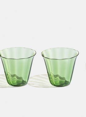 YYUN/昀 复古绿水杯玻璃杯手工耐热公道杯清酒杯果汁杯热饮杯礼物