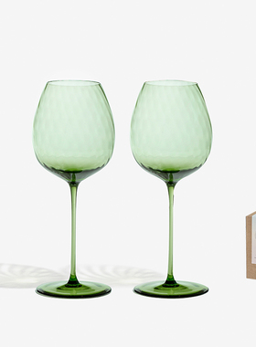 YYUN昀法式中古红酒杯勃艮第高脚杯手工玻璃复古绿白葡萄酒杯礼盒