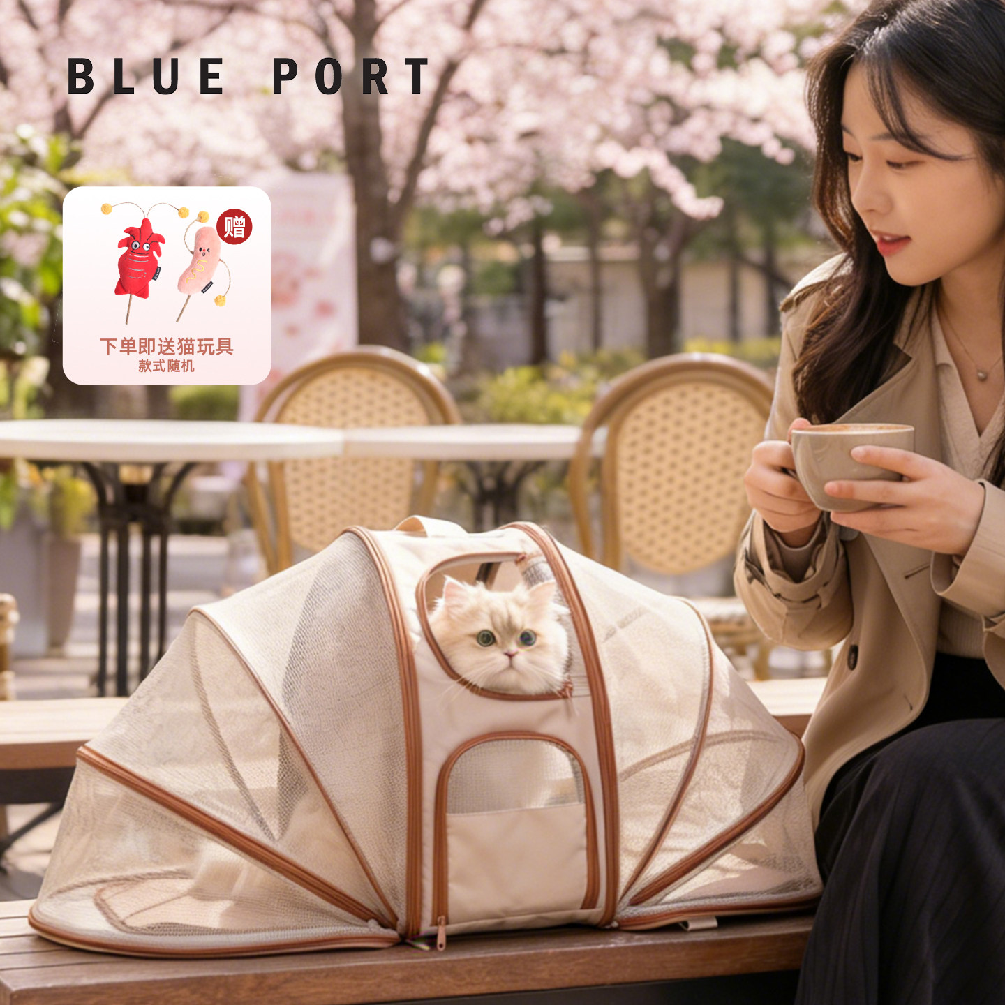 BluePort宠物外出包猫包透气双面可拓展大容量揹包轻便双肩包