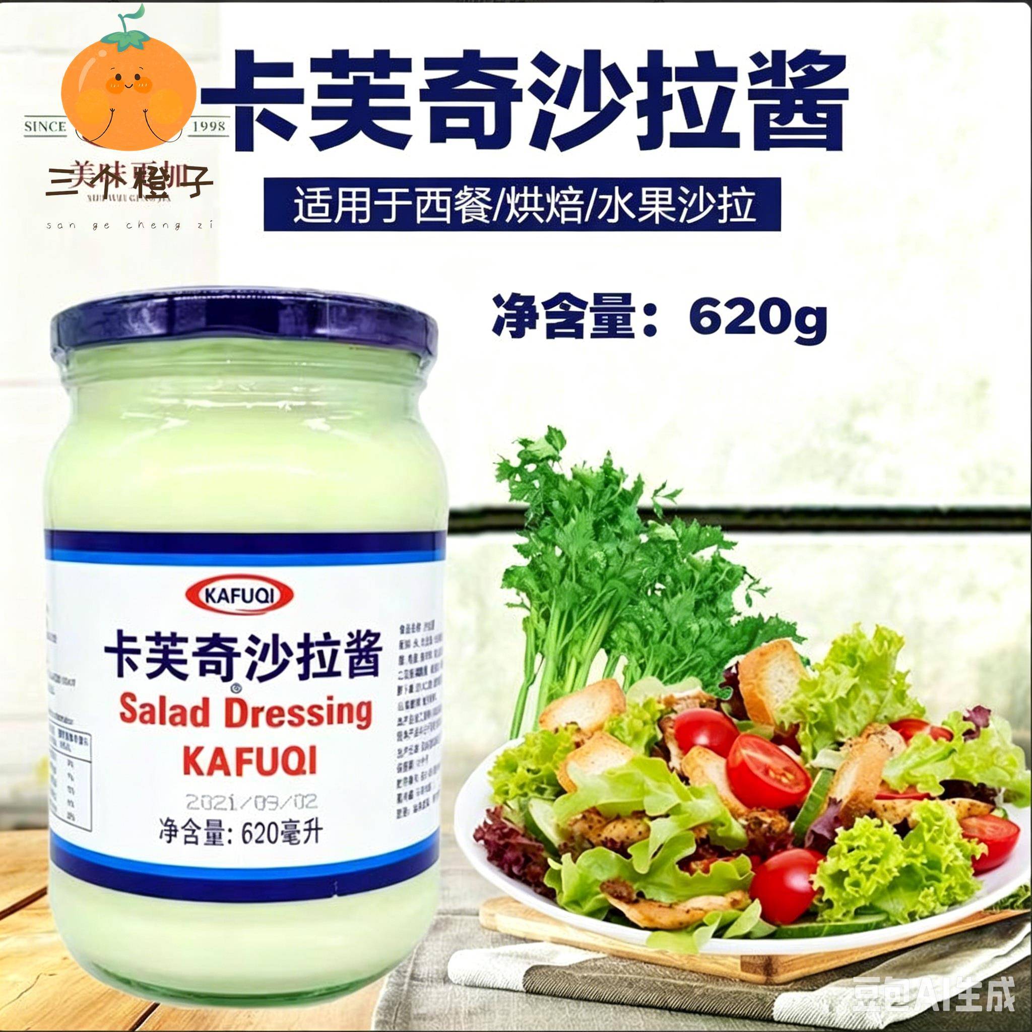 卡芙奇沙拉酱620ml水果沙律凉拌蔬菜卡夫沙拉素食伴侣 卡芙奇妙酱