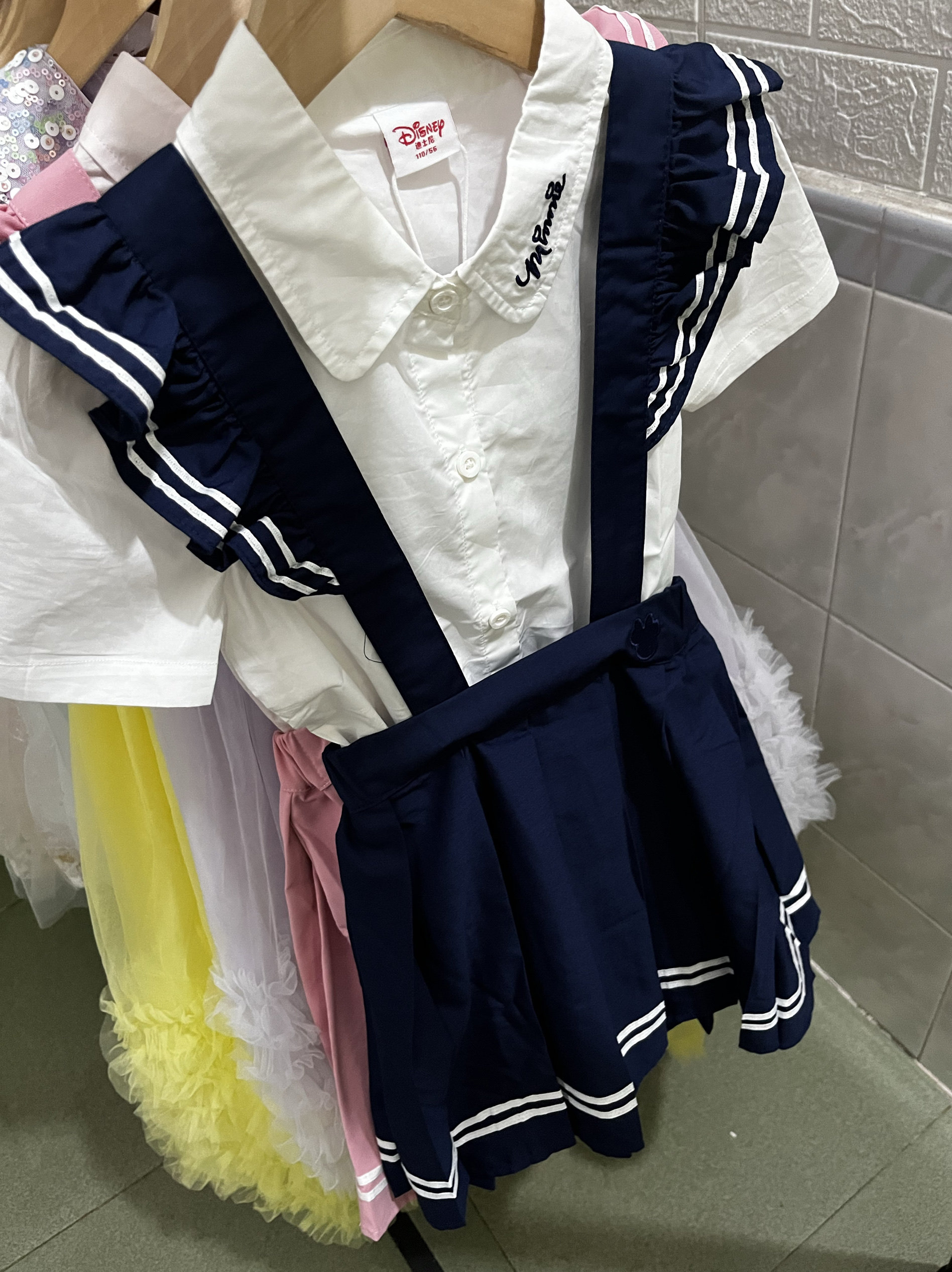 迪s女童小飞袖背带衬衫套装夏季新款学院风制服连衣裙背带裙