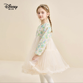 迪家 彩虹跳跳糖 春秋女童蕾丝透气网纱裙连衣裙洋气