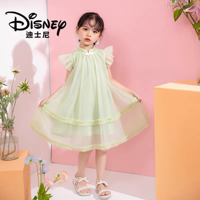迪系儿童夏季短袖连衣裙女童高端刺绣公主裙甜美女孩网纱裙碎花裙