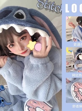 冬季睡袍珊瑚绒女卡通可爱睡衣女款2025秋冬新款男加厚睡裙家居服