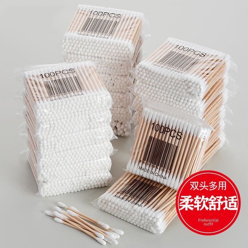 双头棉签化妆棉棒木棒卫生圆头掏耳专用居家日用套装独立包装大头