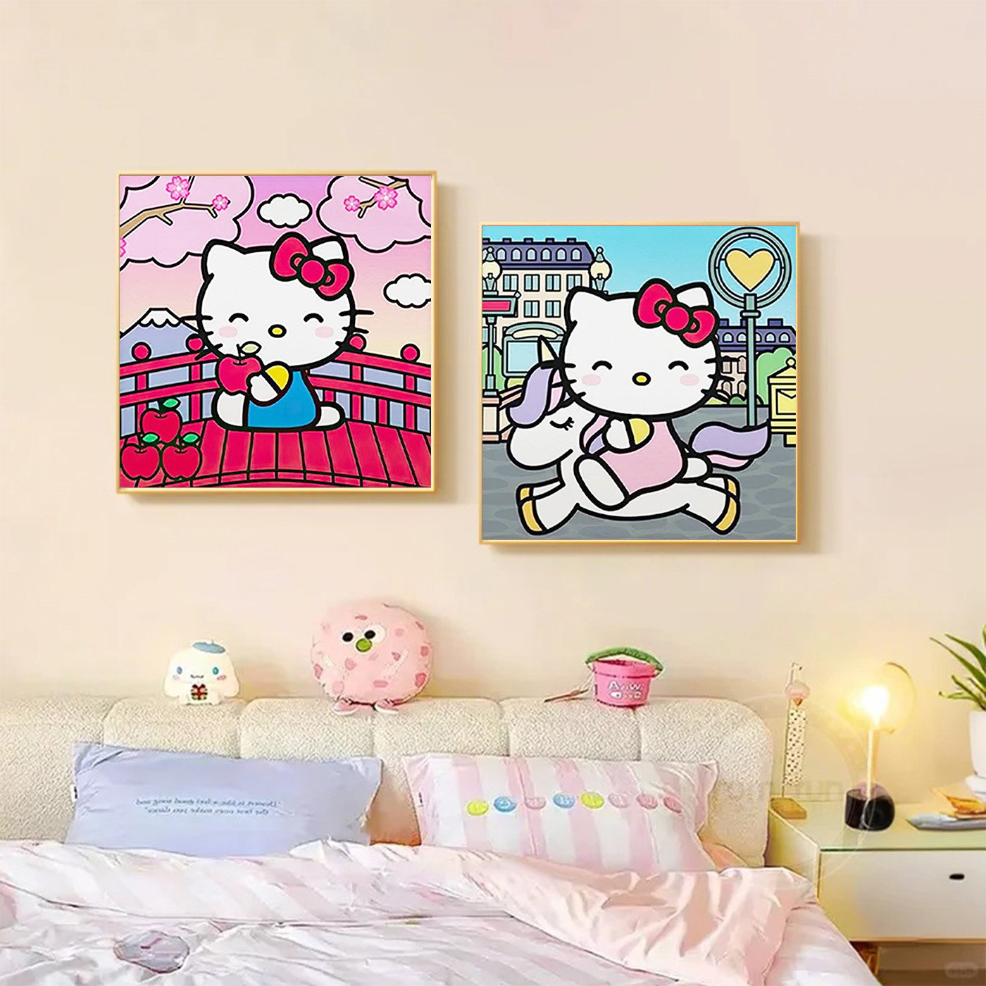 卡通HelloKitty数字油画手工diy