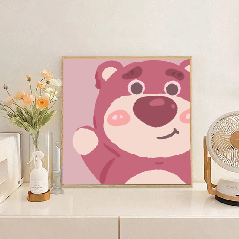 画画diy数字油画手工涂色填充草莓熊儿童卡通可爱小尺寸油彩挂画