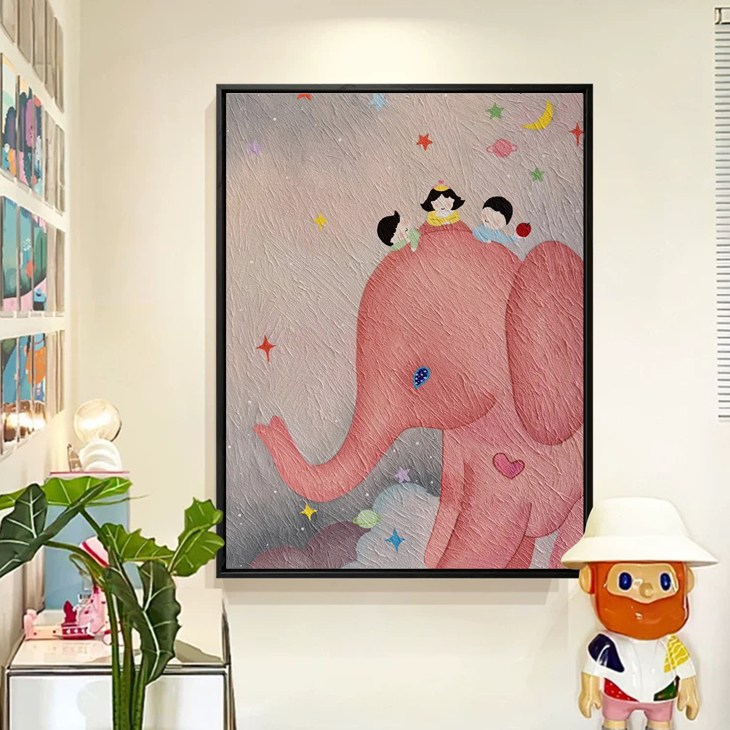 大象石英砂立体肌理画diy数字油画手工丙烯填充填色全家福装饰画图片