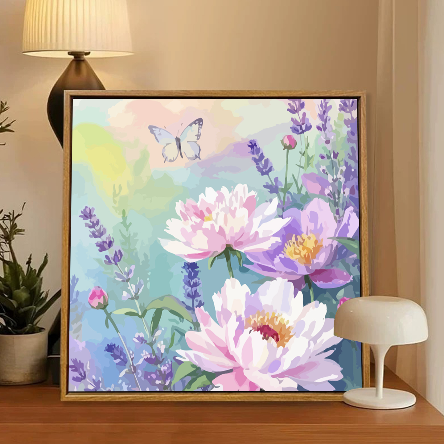 牡丹花开 富贵自来diy数字油画手工填色典雅高颜值花卉丙烯装饰画图片