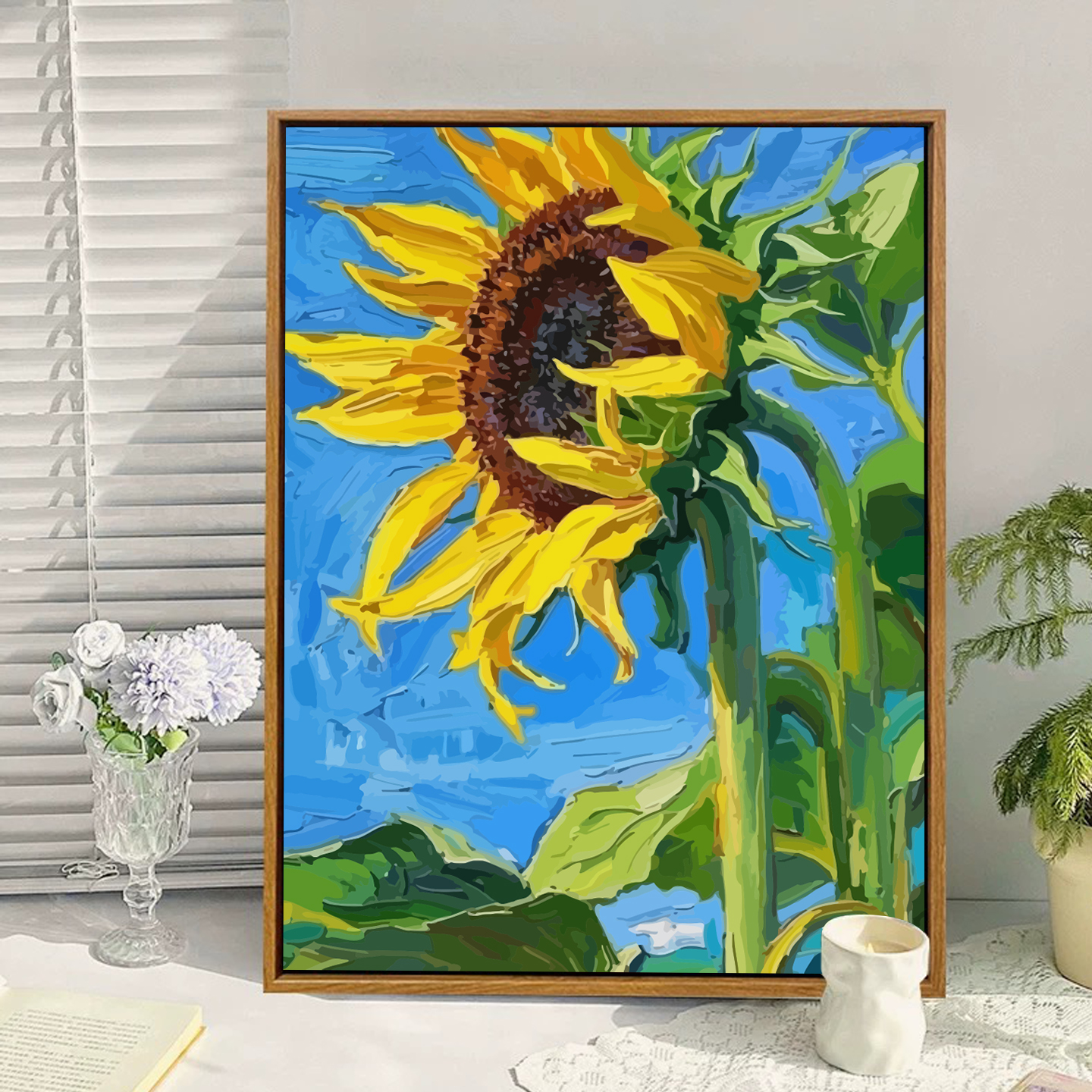 向日葵绽放的向日花diy数字油画