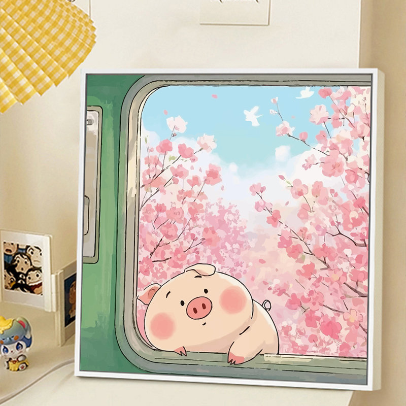 卡通可爱猪猪情侣手工丙烯填色画