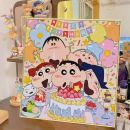 蜡笔小新卡通生日快乐礼物diy数字油画填充手工填色油彩画装 饰画