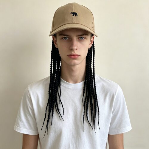 男马尾假发BaseballCapBraidsWig