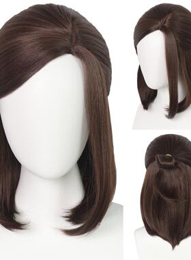 美剧The Last of Us后生还者2艾莉 Ellie棕色半扎马尾cos假发