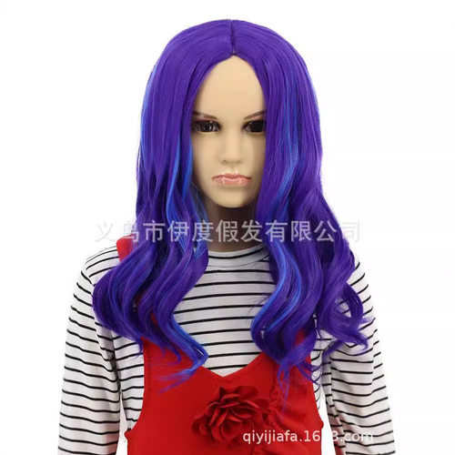 外贸欧美彩色假发女T紫色渐变跨