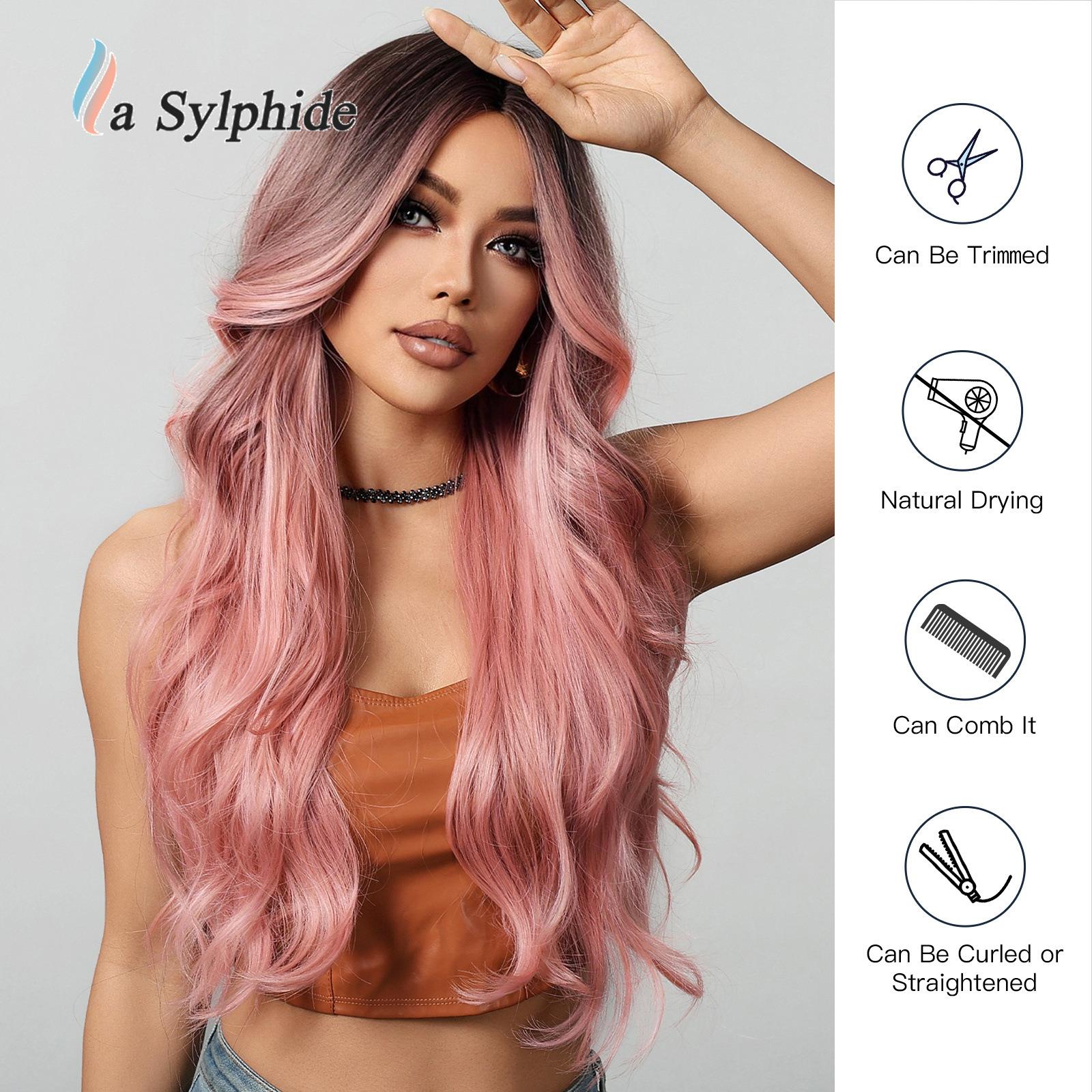 假发cos粉版暹罗猫中分跨境多多许昌工厂万用渐变长卷发synthetic