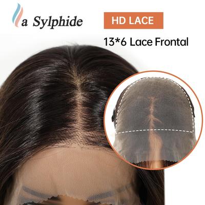 前额蕾丝假发女18inch中长卷发手钩13*6手织进口丝HD深棕色TK欧洲