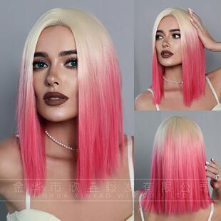 Pink Short Hair lace Wigs for Women Eco-friendly fiber