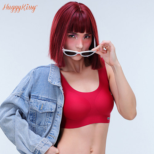 Huggy Kissy无尺码经典圆领背心式舒适无痕透气无钢圈文胸罩内衣