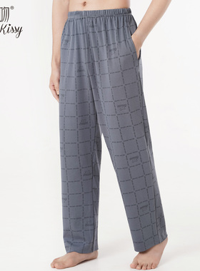 Huggy Kissy 2025薄款男纯棉青年舒适透气长裤休闲宽松大码可外穿