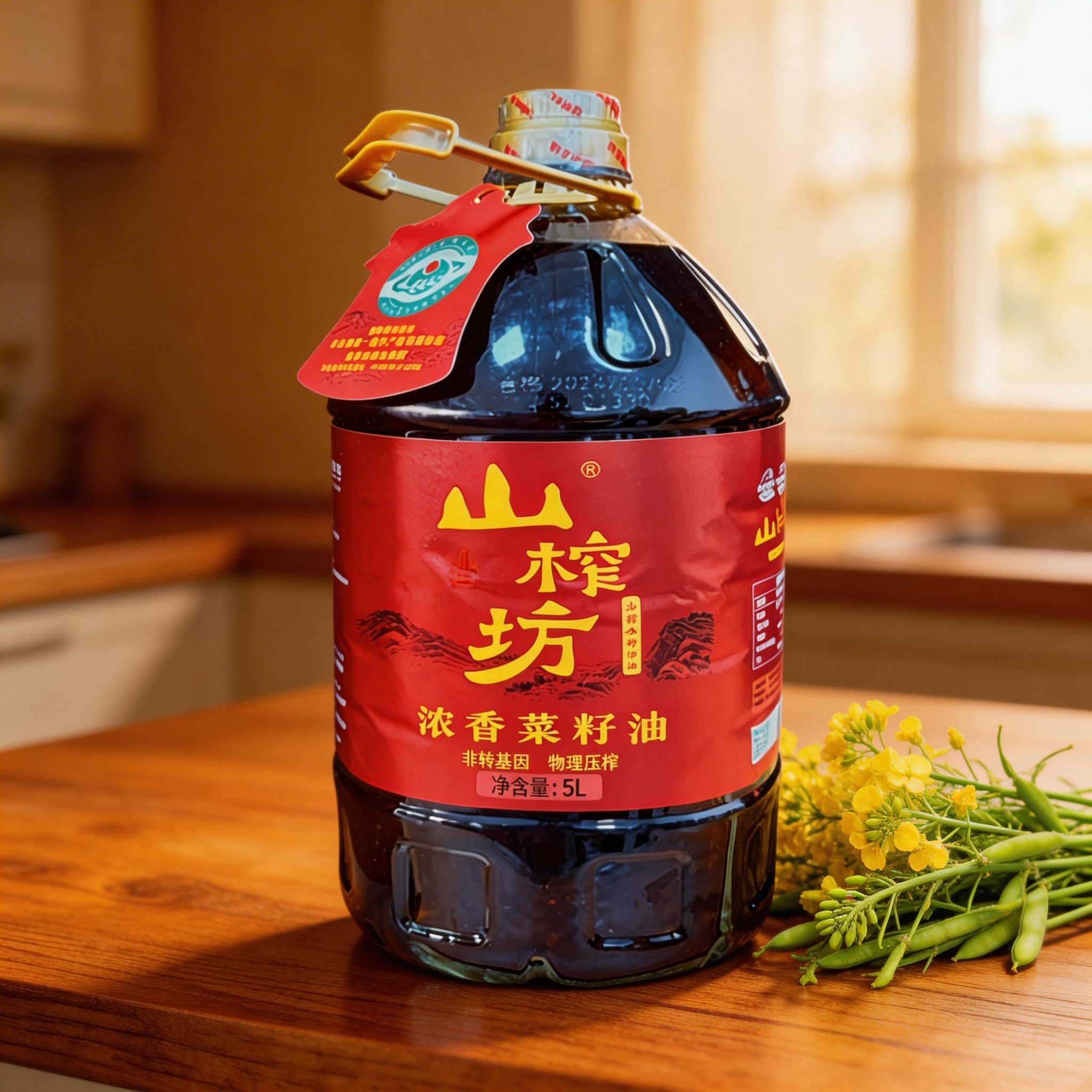 山榨坊浓香菜籽油5L湘菜专用
