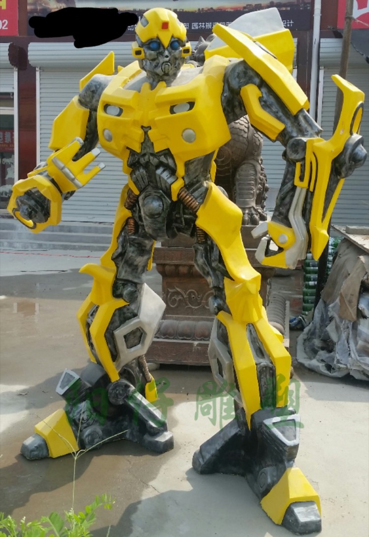 变形金刚大黄蜂玻璃钢雕塑大型机器人模型房地产电影院摆件
