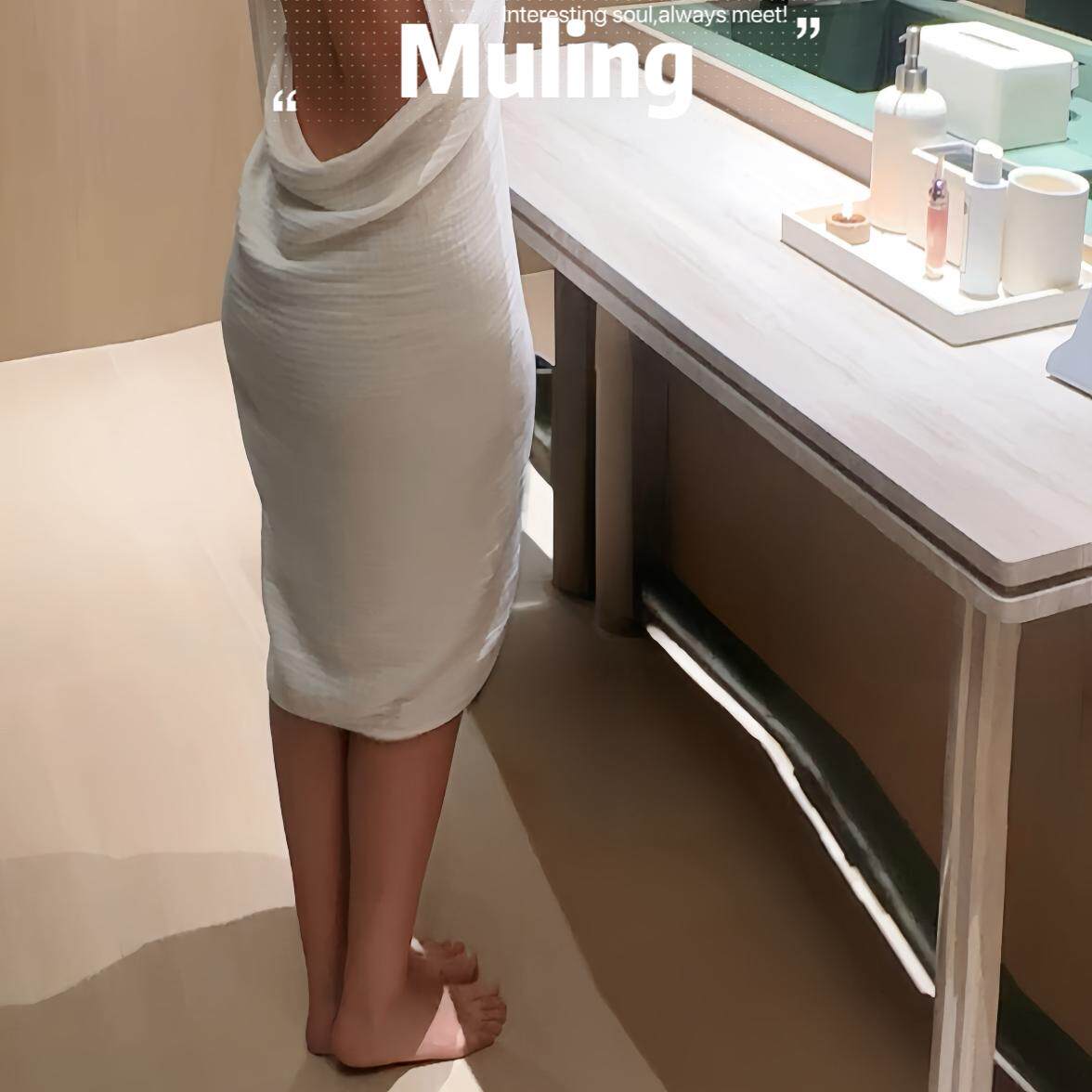 MULING设计款【多色】法式性感吊带可穿式水洗纱布浴巾裙浴巾浴裙