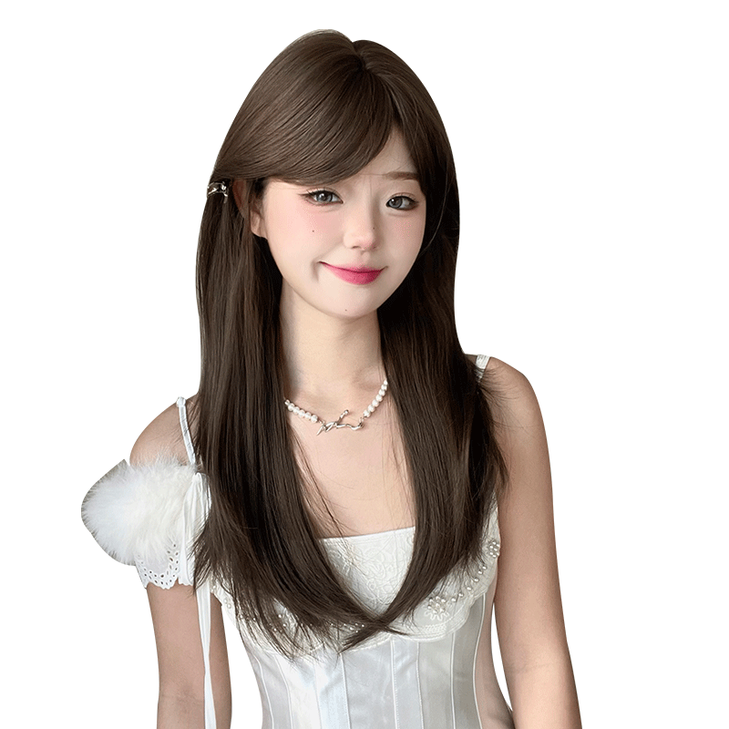 说鹿假发女长发jk日常长直自然逼真斜刘海网红Lolita全头套式