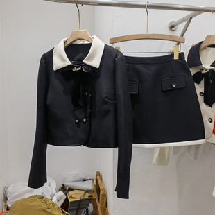 女春秋季 法式 两件套 白色小香风套装 长袖 小众设计感小洋装 2023新款