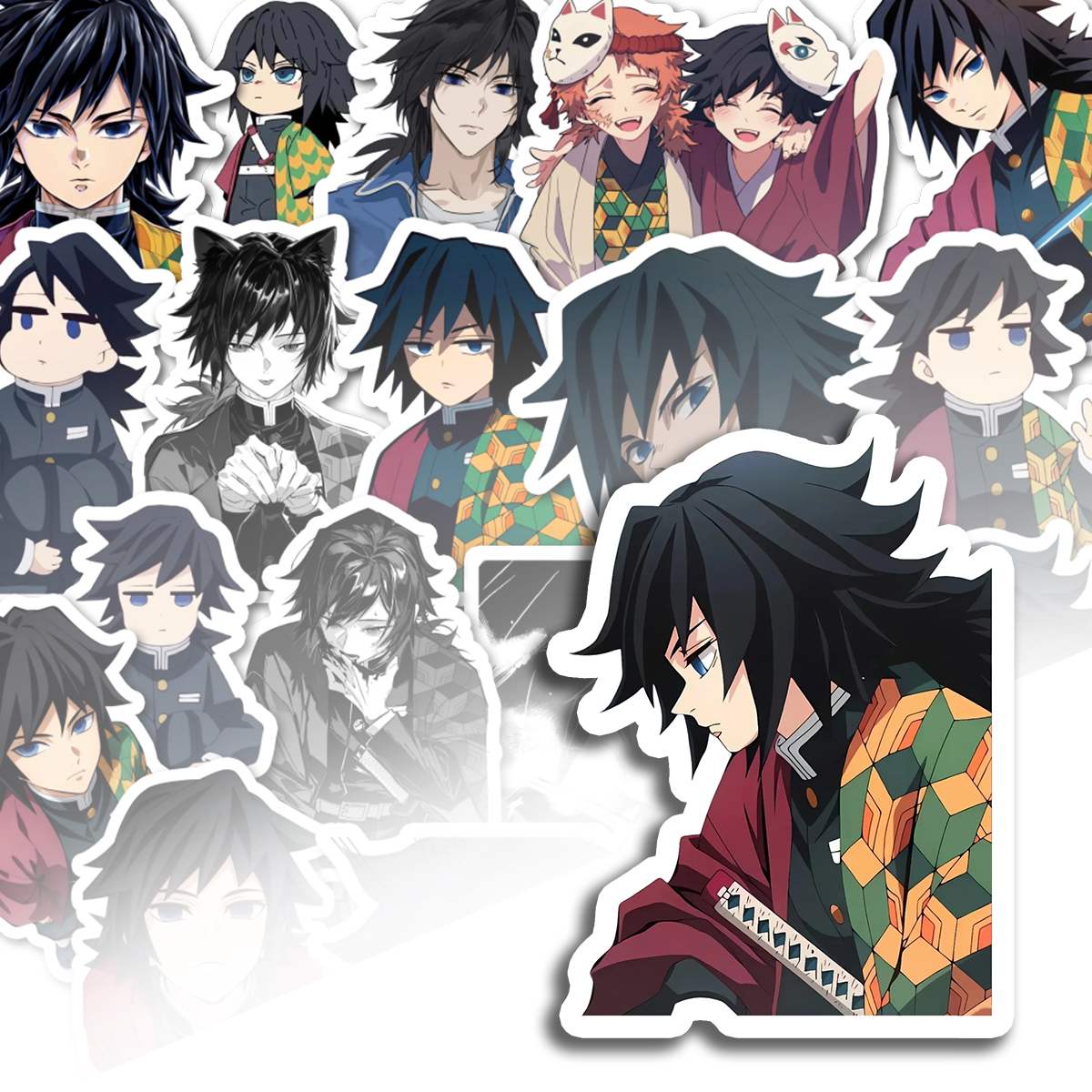 富冈义勇水柱帅气鬼灭之刃动漫高清爆款定制贴纸周边物料电脑贴画